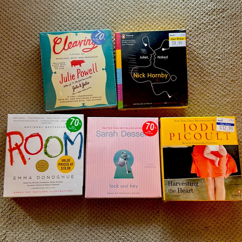 5 audiobooks on CD - brand new (sealed)